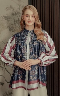 Kemeja Chinoiserie Smock Shirt - Navy