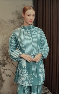 Blouse Chinoiserie Puffy Blouse - Teal