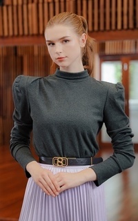 Blus Zora Puff Sleeve - Dark Grey