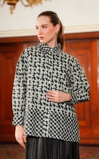 Kemeja Amona Mix Pattern Shirt - Black