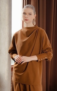 Blus Claire Cowl Neck - Brown