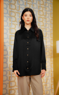 Kemeja Carla Textured Shirt - Black