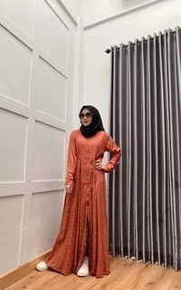 Long Dress Sada Outer Polka Brick