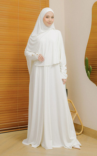 Gamis Hafisa Abaya Set Broken White-718461