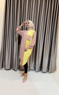 Tunik Zahira Tunic Pink-Yellow