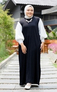 Gamis Mazura Ballon Premium Dress Jumbo Black M17587 R53S3