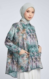 Blus Kami Sheila Dropshoulder Top Green Lilac