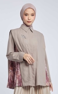 Blouse Kami Zerrin Pleated Top Beige Maroon