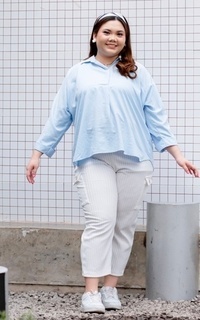 Blus Siselyo Diya Oversize Tops Sky Blue M18388 R110S4