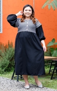 Long Dress Siselyo Shella Dress Size Plus Black M18520 R27S4