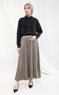 Basic Pleats Skirt Ash Grey