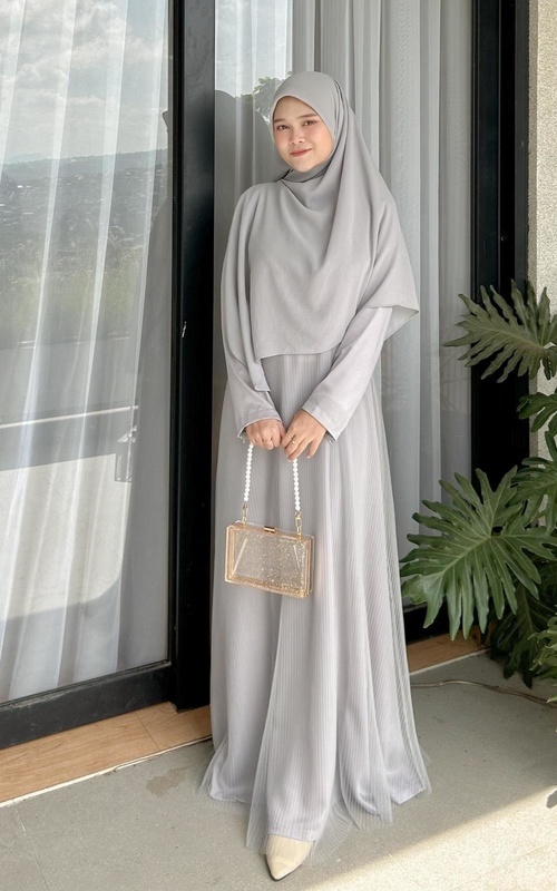 Gamis - Elenore Dress Grey Plisket Polos - Grey