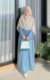 Gamis Elenore Dress Denim Plisket Polos