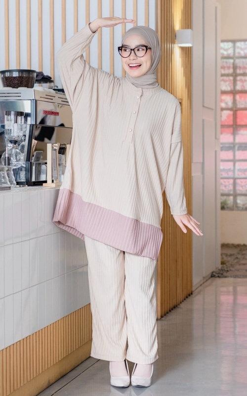 Setelan - Mybamus Gyna One Set Knit Oversize - Setelan Bigsize - Oat M18516 R9S2