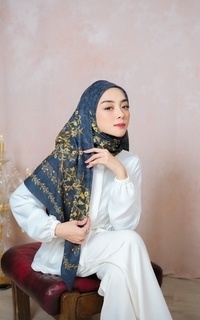 Hijab Motif Scarf Minang Series Navy (Tanpa Box)