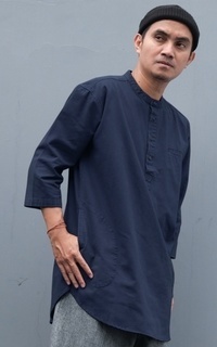 Kemeja OSG - Baju Kurta Twill Icewash Pria Premium |  Kemeja Koko Dewasa (BLUE REEF)