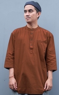 Kemeja OSG - Baju Kurta Twill Washing Pria Premium | Kemeja Koko Dewasa (DARK ORANGE)