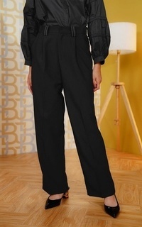 Celana Contrast Stitch Pants - Black