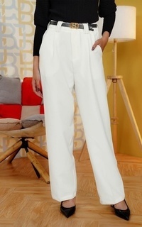 Celana Contrast Stitch Pants - White