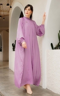 Gamis Pleated Long Dress - Purple