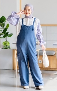 Overall Mybamus Thara Loose Overall Cargo - Jumpsuit Muslim - Baju Kodok Korea