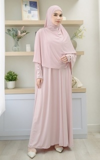 Gamis Hafisa Abaya Set Pink Pastel-725421