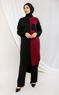 Tunik Zahira Tunic Black Maroon