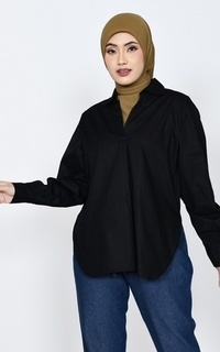 Blus Kemeja Katun Zahra Hitam