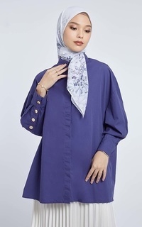 Blus Kami Gale Top Plain Cobalt Blue