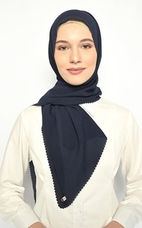 Hijab Instan [Defect Sale: Reject Kain & Kotor] Sarita Pasmina Instan Lasercut Navy