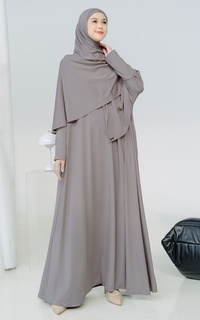 Gamis Hafisa Abaya Set Grey Cream-728550