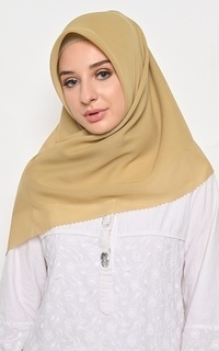 Hijab Polos [Defect Sale: Reject Kain] Hijab Segi 4 Bella Basic Lasercut Gold