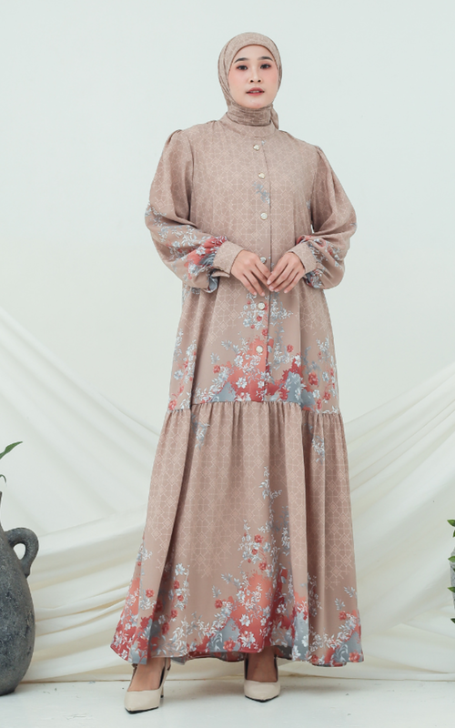 Gamis - Ameera Set Dress+Hijab Brown - Brown