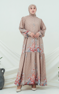 Gamis Ameera Set Dress+Hijab Brown