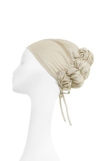 Scarf Cap Pleated Back Inner Cap - Khaki