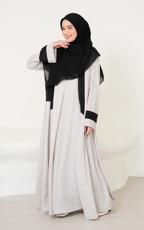 Kaftan - Faaza Abaya Set - Light Grey