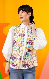 Kemeja Ameena Pleated Shirt - Multicolor