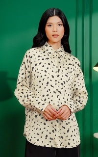 Shirt Dotted Satin Shirt - Beige