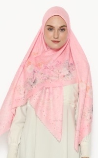 Printed Scarf Hijab Voal Premium Floral Marina Pink