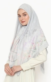 Hijab Voal Premium Floral Marina Grey