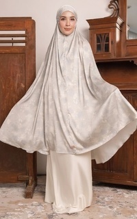 Mukena Lesti Prayer Set (Mukena Silk Motif 2in1 Lozy x Lesti Kejora) White Lily-730318