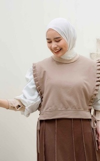Vest Mybamus Dalla Ruffle Vest – Rompi Wanita – Vest Tali Samping Khaki M18627 R77S2-730842