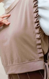 Vest Mybamus Dalla Ruffle Vest – Rompi Wanita – Vest Tali Samping Khaki M18627 R77S2-730843