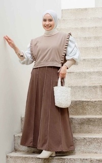 Vest Mybamus Dalla Ruffle Vest – Rompi Wanita – Vest Tali Samping Khaki M18627 R77S2-730844
