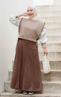 Vest Mybamus Dalla Ruffle Vest – Rompi Wanita – Vest Tali Samping Khaki M18627 R77S2-730845