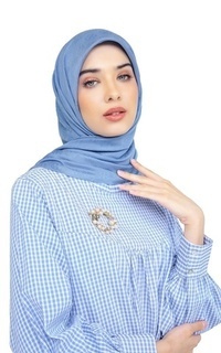 Hijab Motif Nada Jacquard Scarf - Pacific Blue