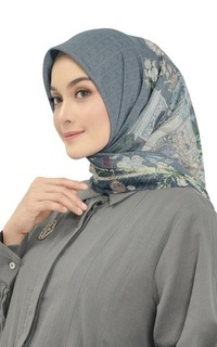 Printed Scarf Queena - Steel Gray