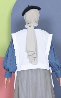 Vest Mybamus Dalla Ruffle Vest – Rompi Wanita – Vest Tali Samping White M18629 R9S1-731326