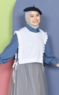 Vest Mybamus Dalla Ruffle Vest – Rompi Wanita – Vest Tali Samping White M18629 R9S1-731329