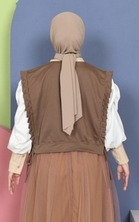 Vest Mybamus Dalla Ruffle Vest – Rompi Wanita – Vest Tali Samping Mocca M18628 R10S1-731336